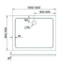 Душевой поддон из искусственного камня Veconi Tezeo 100x80 Белый арт-TZ09-10080PR-01-19C3 — фото 3, Душевые поддоны из искусственного камня