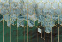 Фреска Ortograf Forma 32694 Фактура бархат FX Флизелин (4*2,7) Зеленый/Синий/Золото, Геометрия/Абстракция арт-32694 (бархат FX) — фото 2, Фрески