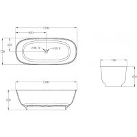 Ванна из полиэфирной смолы Abber Kristall 170х75 Черная без гидромассажа арт-AT9707Onyx — фото 6, Ванны из полиэфирной смолы