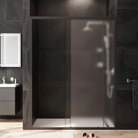 Душевая дверь AM.PM Gem 150 профиль Черный матовый стекло матовое-прозрачное арт-W90G-150-1-195BM — фото 4, Раздвижные душевые двери