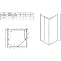 Душевой уголок Vincea Alpha 100x100 профиль Черный стекло прозрачное арт-VSS-3AL100CLB — фото 11, Квадратные душевые уголки