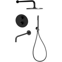 Душевая система Paffoni Light с термостатом Черная матовая арт-KITLIQ019NO046 — фото 1, Встраиваемые душевые комплекты