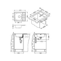 Кухонная мойка Alveus Zoom 10 NAT-90 615x500 Натуральная сталь арт-1098940 — фото 7, Кухонные мойки