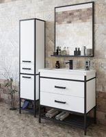 Зеркало Sanflor Норд 80 Белое матовое Черный муар арт-С04607 — фото 2, Зеркала в ванную комнату