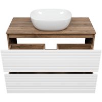 Тумба под раковину Brevita Dakota 100 Белая матовая Дуб Галифакс олово арт-DAK-07100-19/01-2Я — фото 4, Тумбы под раковину