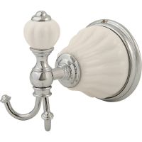 Двойной крючок Migliore Olivia Хром Белый арт-17492 — фото 1, Крючки для полотенец