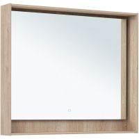 Зеркало Aquanet Милан 100 с подсветкой Дуб светлый с сенсорным выключателем арт-336406 — фото 1, Зеркала в ванную комнату