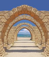 Фреска Ortograf Городской пейзаж 5053 Фактура флок FLK Флизелин (2,3*2,7) Бежевый/Голубой, Архитектура/Море арт-5053 (флок FLK) — фото 2, Фрески