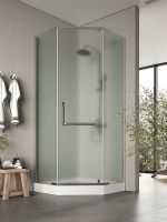 Душевой уголок Agger 90x90 с поддоном профиль Хром стекло матовое арт-A03-090MCR — фото 2, Душевые уголки трапеция