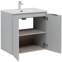 Тумба под раковину Aquanet Алвита New 70 подвесная Серая матовая арт-303903 — фото 6, Тумбы под раковину