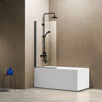 Шторка на ванну Vincea VSB 80x140 профиль Вороненая сталь стекло прозрачное арт-VSB-11800CLGM — фото 2, Шторки для ванной распашные