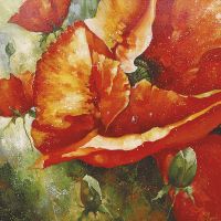 Фреска Ortograf Цветы 6005 Фактура бархат FX Флизелин (2*2) Зеленый/Красный, Цветы/Живопись арт-6005 (бархат FX) — фото 2, Фрески