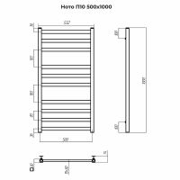 Водяной полотенцесушитель Terminus Ното П10 500x1000 Хром, нижнее подключение, G 1/2" ВР арт-4670078544261 — фото 4, Водяные полотенцесушители