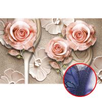 Фреска Ortograf 3D 33091 Фактура бархат серебро FX-S Флизелин (4,2*2,7) Бежевый/Розовый, Цветы/Абстракция арт-33091 (бархат серебро FX-S) — фото 1, Фрески