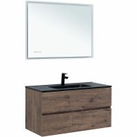 Тумба под раковину Aquanet Алвита New 100 подвесная Дуб веллингтон табак арт-334188 — фото 11, Тумбы под раковину