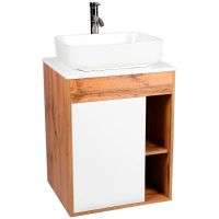 Тумба под раковину VIANT Бостон 65 подвесная Белая Дуб Вотан арт-VBOS65N-T1STP — фото 4, Тумбы под раковину