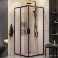 Товар: Комплект душевого уголка с душевой системой и аксессуарами AM.PM Gem S 90x90 профиль Черный матовый стекло прозрачное арт-WK93EP - фото 2 Комплект душевого уголка с душевой системой и аксессуарами AM.PM Gem S 90x90 профиль Черный матовый стекло прозрачное арт-WK93EP — фото 2, Квадратные душевые уголки