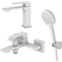 Комплект смесителей Orange Lutz Белый арт-M04-311w — фото 5, Готовые комплекты для ванной комнаты