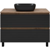 Тумба под раковину Brevita Dakota 100 Черный кварц Дуб Галифакс олово арт-DAK-07100-19/02-2Я — фото 2, Тумбы под раковину