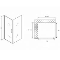 Душевой уголок Abber Sonnenstrand 80х80 профиль Хром стекло матовое арт-AG04080M-S80M — фото 4, Квадратные душевые уголки