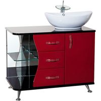 Тумба под раковину Bellezza Рио 90 R Черная Красная арт-4633615141217 — фото 1, Тумбы под раковину
