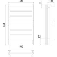 Электрический полотенцесушитель Terminus Евромикс П8 500х850 Хром арт-4670078531292 — фото 5, Электрические полотенцесушители