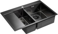 Кухонная мойка Paulmark Kroner 78/2SF Вороненая сталь арт-PM227851-GMR — фото 2, Кухонные мойки