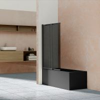 Шторка на ванну Vincea VSB 100х145 профиль Черный матовый стекло тонированное арт-VSB-1E100CGB — фото 2, Неподвижные шторки для ванной