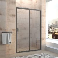 Душевая дверь Veconi Vianno VN-46B 130 профиль Черный матовый стекло прозрачное арт-VN46B-130-01-C5 — фото 3, Раздвижные душевые двери