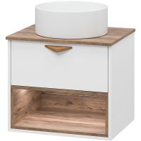 Тумба под раковину Brevita Bergen 60 подвесная Белая матовая Дуб Галифакс олово арт-BER-07060-19-01-1Я — фото 1, Тумбы под раковину