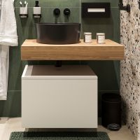 Тумба с раковиной STWORKI Ольборг 80 подвесная Белая матовая Дуб французский арт-486640 — фото 10, Тумбы с раковиной