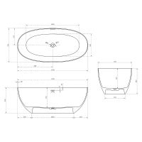 Ванна из искусственного камня Abber Stein 170x75 без гидромассажа арт-AS9624-1.7 — фото 6, Ванны из искусственного камня