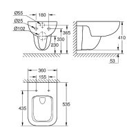 Унитаз Grohe BauEdge подвесной без сиденья арт-39809000 — фото 3, Подвесные унитазы