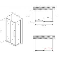 Душевой уголок Abber Schwarzer Diamant 130x50 профиль Хром стекло прозрачное арт-AG30130H-S50-S50 — фото 5, Прямоугольные душевые уголки