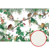 Фреска Ortograf Miracle 33857 Фактура флок FLK Флизелин (4*2,7) Белый/Разноцветный, Листья/Животные арт-33857 (флок FLK) — фото 1, Фрески