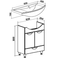 Тумба под раковину Runo Барселона 65 Белая арт-00000001035 — фото 6, Тумбы под раковину