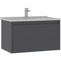 Тумба с раковиной Orka Likya 80 подвесная Антрацит матовый арт-5002491 — фото 1, Тумбы с раковиной