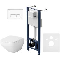Комплект унитаза с инсталляцией AM.PM Inspire V2.0 FlashClean с сиденьем Микролифт и Белой клавишей смыва арт-IS47001.50A1700 — фото 1, Комплекты унитаз + инсталляция