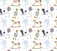 Фреска детская Ortograf Для малышей 10878 Фактура флок FLK Флизелин (3*2,7) Белый/Голубой/Бежевый, Животные/Птицы/Предметы арт-10878 (флок FLK) — фото 2, Фрески