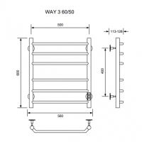 Электрический полотенцесушитель Ника Хром арт-WAY-3 60/50 U — фото 5, Электрические полотенцесушители