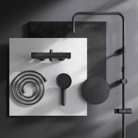 Душевая система AM.PM X-Joy с термостатом Черная матовая арт-F0785A422 — фото 15, Душевые стойки