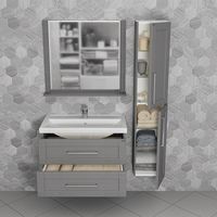 Тумба под раковину СанТа Венера 80 подвесная Дуб серый арт-221024 — фото 4, Тумбы под раковину