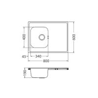 Кухонная мойка Alveus Classic Pro 30 SAT-90 800x600 Сатинированная сталь арт-1130469 — фото 4, Кухонные мойки