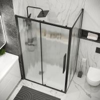 Душевой уголок Grossman Cosmo 100х90 профиль Черный матовый стекло шиншилла арт-120.K33.02.1090.21.02 — фото 4, Прямоугольные душевые уголки