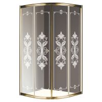 Душевой уголок Cezares Giubileo R2 80x80 прозрачное стекло с матовым принтом профиль Золото арт-GIUBILEO-R-2-80-SCORREVOLE-CP-G — фото 1, Душевые уголки четверть круга