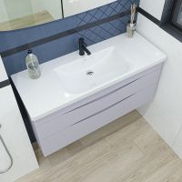 Тумба под раковину Caprigo Lento 120 подвесная Серая матовая арт-36216-SF028 — фото 2, Тумбы под раковину