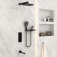 Душевая система Vincea с термостатом Черная матовая арт-VSFW-431T1RMB — фото 3, Встраиваемые душевые комплекты