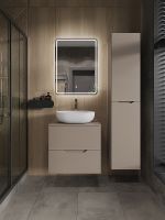 Тумба с раковиной Orange Line 60 подвесная Латте матовый арт-Li-60TuLMDF+B05-480W — фото 5, Тумбы с раковиной