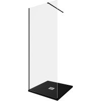 Душевая перегородка Allen Brau Infinity 1 80 профиль Черный браш стекло прозрачное арт-3.21003.BBA — фото 1, Душевые перегородки