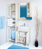 Зеркало со шкафом Бриклаер Бали 62 R с подсветкой Светлая лиственница Белое глянцевое арт-4627125412004 — фото 5, Зеркальные шкафы в ванную